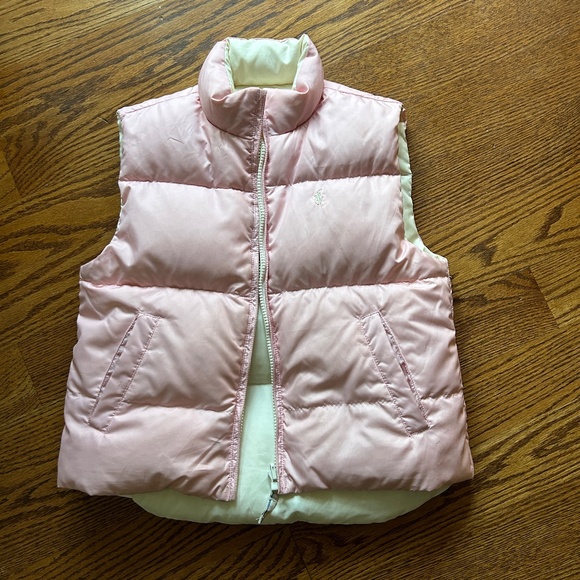Polo Ralph Lauren- Reversible Down Puffer Vest/ Pink & Cream / Size L 12-14 Kids